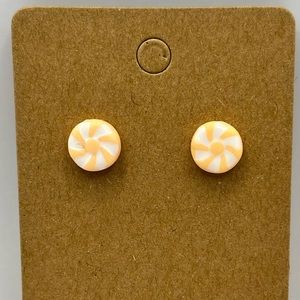 Peach and white candy swirl stud earrings